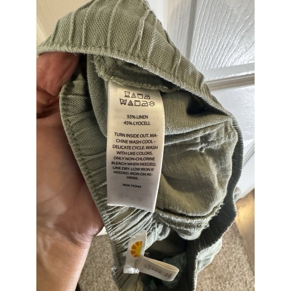 C&C California Women's Blue Linen Blend Cropped Wide-Leg Pants, Size Small Green - Picture 6 of 9